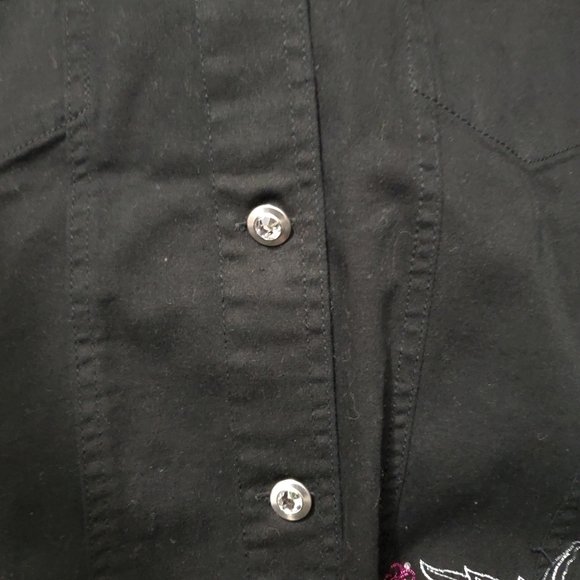 Quacker Factory Embroidered Cotton Jacket Size L Rhinestone Accents Western - Picture 8 of 16